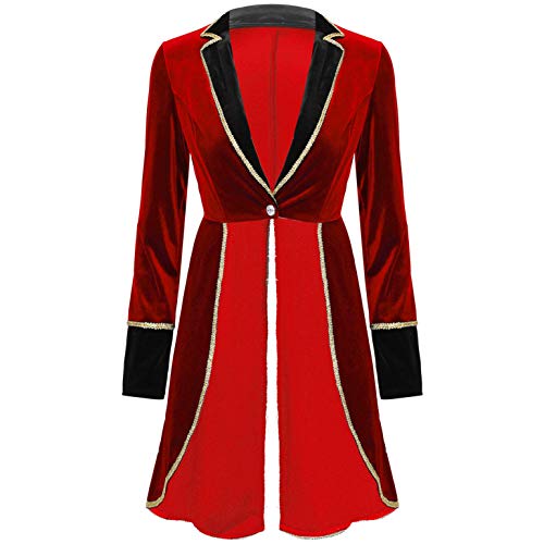 Moily Women's Velvet Victorian Steampunk Tailcoat Ringmaster Circus Show Blazer Jacket Party Wear