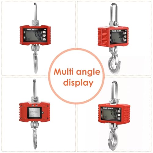 Yapasopu Hangende weegschaal, digitaal, 1000 kg, industriële kraanweegschaal, robuuste hangweegschaal voor boerderijen, draagbare elektronische hangweegschaal, 1 T (rood) - Afbeelding 7