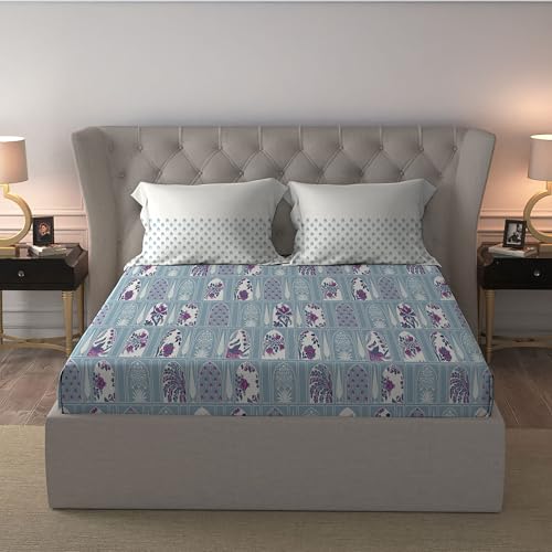 Image of MYTRIDENT Celebration Bedsheet Gifting Collection Double Size - Aangan Blue
