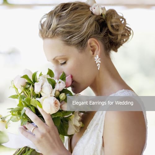 ATIMIGO Elegant Rhinestone Dangle Earrings Marquise Crystal Wedding Bridal Earrings for Brides Bridemaids Formal Prom Statement Drop Earrings for Women3