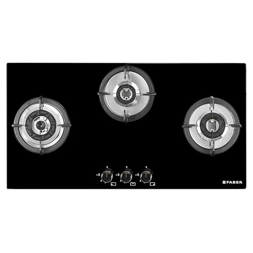 Image of Faber Hob 90 cm 3 Burner|Auto-Ignition|Spillage Proof|Brass Burners|Metal Knobs|Pan Support|2yrs on Burner,5 Yrs Warranty on Valve & Glass|2Yrs Comprehensive warranty|HOB SUPERIA HT903 BR AI IN