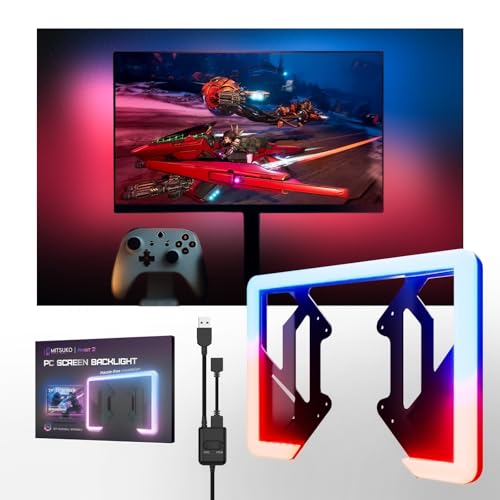 Image of Mitsuko Ambit 2 Monitor Screen Sync RGB Premium Backlight Frame (24-27 Inch Monitors), USB Plug & Play, Real-Time Color Match, App Control for Windows & Mac, Dynamic & Static Modes, Gaming Lighting
