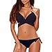 Produktbild Stynice Damen Bikini Set Zweiteilige Badeanzug mit Push Up Crossover Bikinioberteil und Triangel Bikinihose Sexy Halter Bademode Bikini-Sets