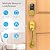 SMONET Smart Lock Front Door with Handle, Keyless Entry Door Lock Set, Fingerprint Smart Deadbolt with App Bluetooth, Electronic Keypad Auto Lock Compatible with Alexa, Gold