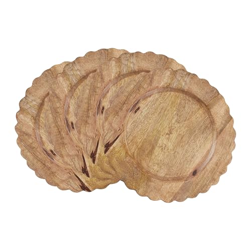 Platos Decorativos de Madera Mango SARO Lifestyle Set 4 miniatura 3