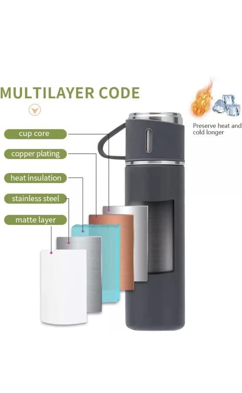 KARDIFF Double Wall Stainless Steel Thermo Vacuum Insulated Bottle Water Flask Gift Set with Two Cups Hot & Cold | Corporate Gift Items 500 ml... - Image 6