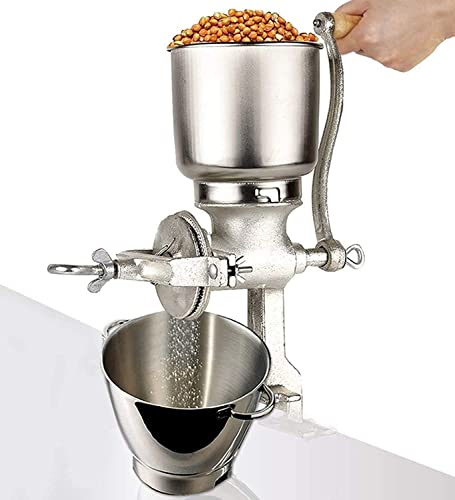 Molinillo Manual de Granos de maíz, Molinillo de café Manual de Hierro Fundido con manivela y tolva Grande para Frijoles, arroz, Coco, Pimienta, Granos, nueces