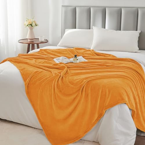 Image of BEDELITE Burnt Orange Throw Blankets for Couch & Bed, 300GSM Luxury Plush Cozy Fleece Blanket 50 inch x 60 inch, Super Soft Lightweight Fall Blanket for Travel Camping