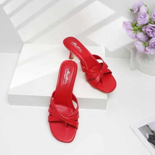 Image of Mostrin Kitten Heels for Women Pointed Toe Vintage Mules Heels Sexy Slip on Stiletto Backless Sandals for Party Wedding Daily