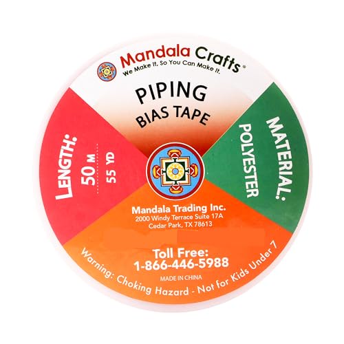 Mandala Crafts 811096033618 White Maxi Piping Bias Tape thumb #2