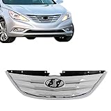 CarPartsDepot New Front Chrome Black Grille Grill For 2011-2013 HYUNDAI Sonata Fits HY1200154 863503S100