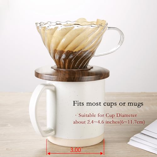 Image of Lalord Pour Over Coffee Dripper with 100 pcs of Size 02 Paper Filter, Borosilicate Glass & Walnut Collar, Drip Coffee Maker, 1-3 Cups, Clear (Coffee Dripper)
