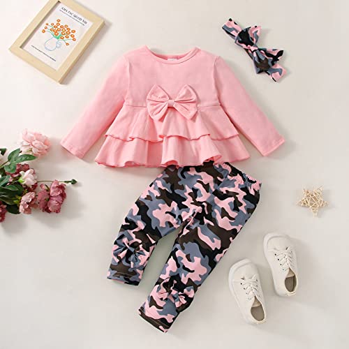 Baby Girl Clothes Infant Girl Clothes Fall Winter Outfits Sweatshirt Long Sleeve Ruffle Tops Pants Headband 6-24M2