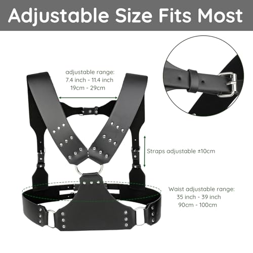 Men's Chest Harness, Body Harness Belt for Men, Adjustable PU Leather Male Punk Chest Belt Muscle Show Shoulder Harness Muscle Show Fashion Costumes for Cosplay Party2