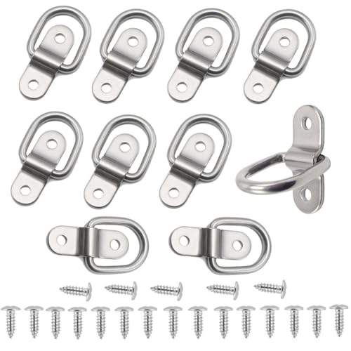 Esforzarse 10 Pezzi Anelli di Ancoraggio, con 20 Viti, Ancoraggi di Ancoraggio per carichi Pesanti,D Anelli di Fissaggio Anelli di Ancoraggio Ganci Ad Anello a D Robusto Anelli di Fissaggio Ganci
