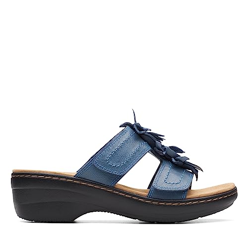 Clarks Clarks Collection Women's Merliah RaelynSlide Sandal, Blue Leather, 12 Medium US