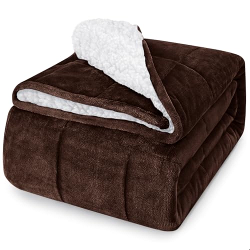 Image of yescool Weighted Blanket for Adults (15 lbs, 60 inch x 80 inch, Brown) Heavy Blanket for Sleeping Perfect for 140-160 lbs, Queen Size Breathable Blanket with Premium Glass Bead, Machine Washable