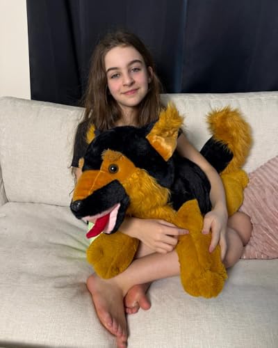 Image of MaoGoLan 28 inches Large German Shepherd Stuffed Animal,Realistic and Fluffy Dog Plush Hugging Pillow,Adorable Puppy Plushie Gift for German Shepherd Lover
