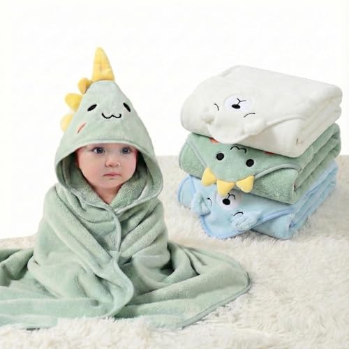 Image of Hooded Baby Towel - 3 Pack Premium Soft Bath Towel for Baby, Newborn,Infant - Ultra Absorbent,Natural Baby Stuff Towel, Soft Coral Velvet Coral Fleece Bath Towel for Boys and Girls