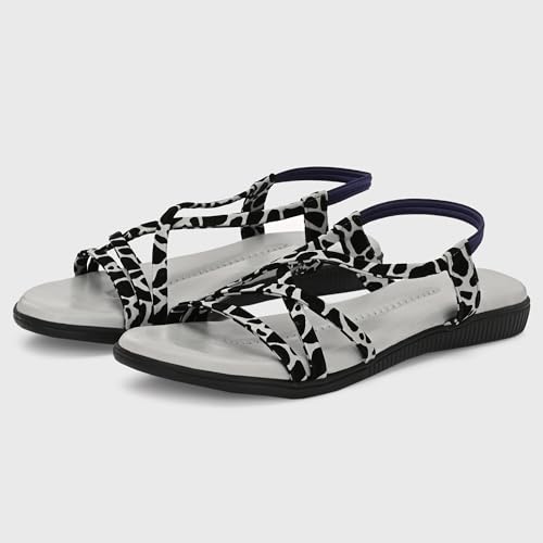 Image of Centrino Women's Sandals | Trendy Stylish Slip-On Open Toe Sandals for Ladies | Animal Print Cross Strap Comfortable Casual Flip-Flop Sandals | Lightweight and Durable Fashion Footwear(9328)