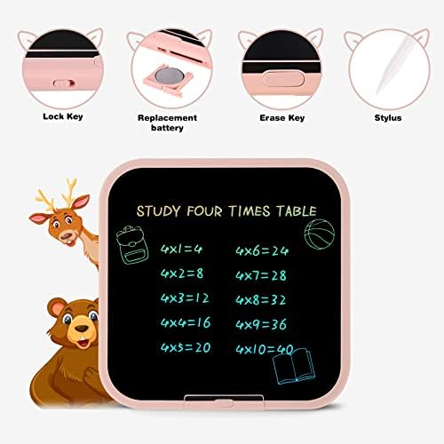 BlueSwan LCD Drawing Board,14 inch Double-Sided Home Education Supplies Toys Gifts for 4 5 6 7 8 Year Old Girls Boys - Pink