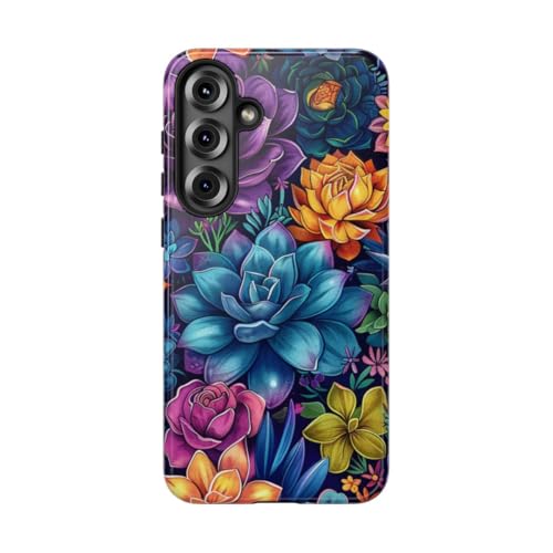 Coque Samsung S25 Plus Violet résistante anti-choc avec motif succulente