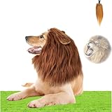 Lion Mane for Dog, Dog Lion Mane Costume, Funny Cosplay Lion Wig for Dogs, Adjustable Lion Mane Costume with Ears and Tail, Realistic Lion Mane, for Halloween Party (Red Brown, Small)