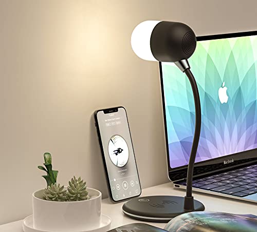 Qudai Lâmpada de mesa de controle de toque Lâmpada de dimerização contínua com alto-falante BT 5.0 3