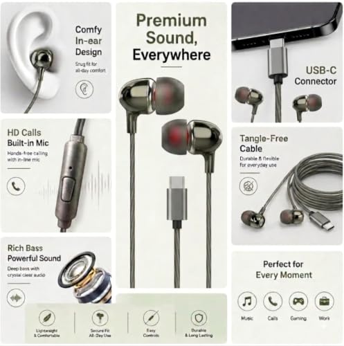 Generic VAMIKO Type-C Wired Earphones M8 - Image 5