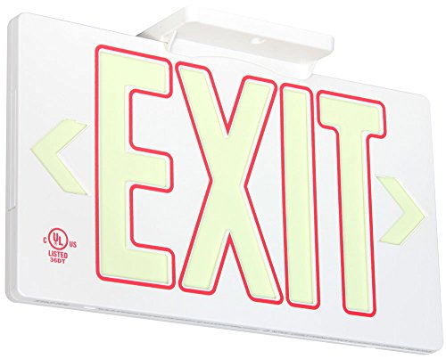 Ul Listed 50 Foot Jessup Glo Brite 7132-B Exit Sign Double Sided With Frame, White With Red Outline, 8.75-Inch X 15.5-Inch (Mounts 4 Ways, Includes Bracket And Arrows) #TOP17