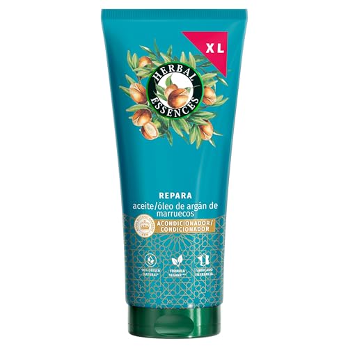 Herbal Essences Acondicionador Reparador Aceite Argán Marruecos 350ml Pelo Dañado, Nutrición Intensa, Pelo Suave Sedoso, Aceite Argán Puro, Vegano, Libre Crueldad