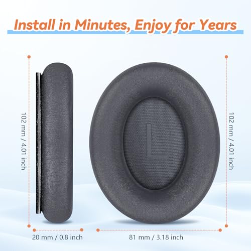 Image of Aurivor Replacement Ear Pads for Bose QuietComfort 45 35 ii (QC45 QC35) Headphones, Earpads Cushions for QC SE SC & New Quiet Comfort (Deep Bass), with Softer Foam & Protein Leather (Eclipse Grey)