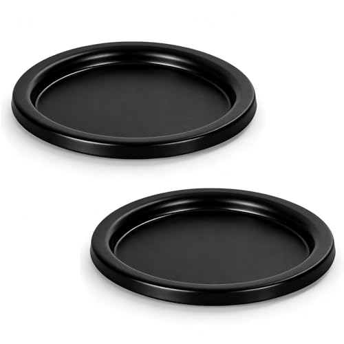 Beeutik Matte Black Candle Holders Set of 2 Iron Pillar Candle Tray for 3 Inch Candles Wax Catching Metal Candle Plate for Wick & LED Candles Decorative Candle Stand for Table Centerpiece