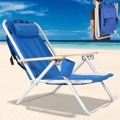 Folding Beach Chair, Comfortable Camping Chair With Flexible Tilt Angle, Portable Camp Chair With Side Pocket, Cup Holder Portable High Strength Cleanable Fabric For Camping, Beach, Sports, Concert Cover