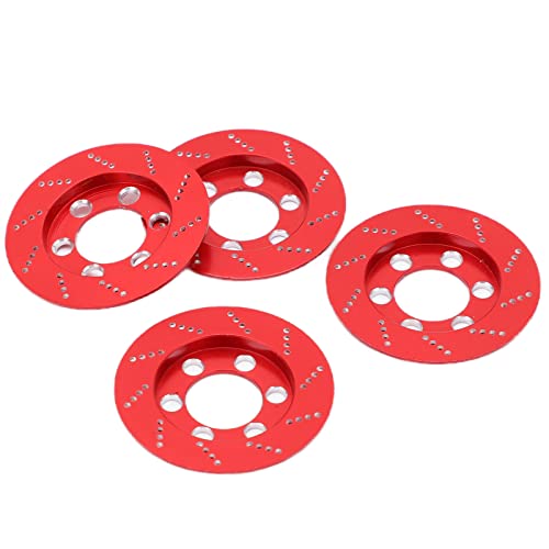 RC Brake Caliper, 4pcs RC Simulation Wheel Aluminum Brake Disc RC Accessories for 1.9 Inch Wheel 1/10 RC Crawler Car(red)