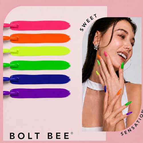 Image of Bolt Bee Gel Polish Kit Gel Polish Set,6 Colors Light Soft Sakura White Nude Spring Soak Off Nail Art Design Manicure Kit at Home (21)