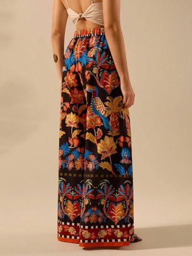 Image of KOTTY Women's Boho Printed Wide-Leg Trousers for Casual and Resort Wear