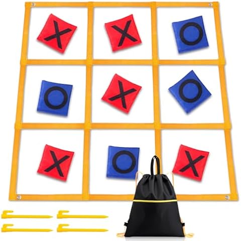Gocasmus Tic Tac Toe Game - 4ft x 4ft Outdoor Yard Giant Tic Tac Toe for Backyard, Camping, Lawn, Portable No Assembly Outdoor Bean Bag Toss Game for Family and Kids Cover