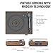 Record Player for Vinyl with 2 Build-in Speakers LP Vinyl Players Belt-Driven Vintage Turntables 3 Speed 3 Size, Wireless Bluetooth Playback, AUX-in,RCA Out, Headphone, Auto Stop Wood