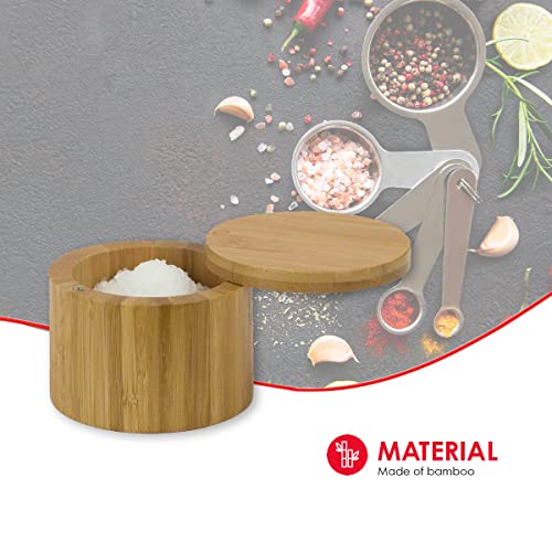 Home Basics Bamboo Swivel Salt Box With Magnetic Lid, Natural Honey (1 Tier) #TOP2