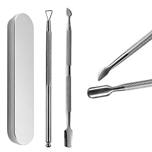 YIWULA 2PCS Cuticle Pusher and Cutter Set, Triangle Cuticle Nail Pusher Peeler Scraper, Professional Grade Stainless Steel Cuticle Remover, Durable Pedicure Manicure Tools for Fingernails Toenails