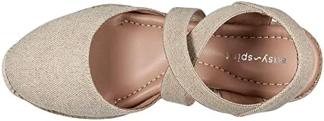 Easy Spirit Women's Meza Espadrille Wedge Sandal, Gold 710, 8 Wide | Image 1