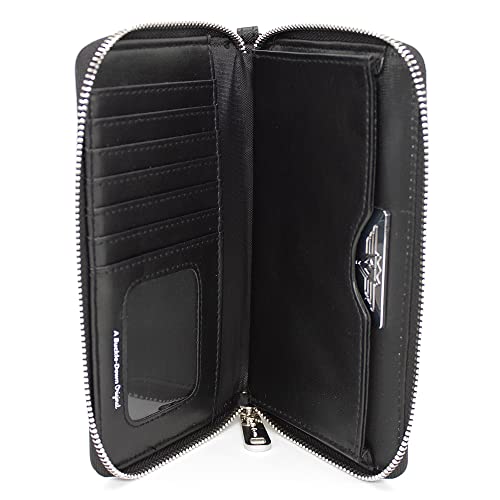 Disney Wallet, Rectangle Zip Around, Disney Signature D Logo Embossed, Black Vegan Leather4