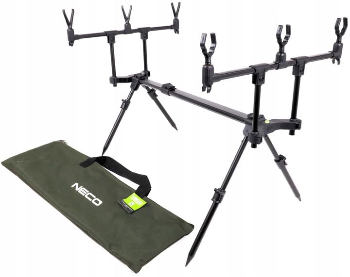 NECO Stojak Wędkarski RodPod na 3 Wędki – Solidny i Regulowany Tripod Karpiowy, Profesjonalne Stanowisko Wędkarskie z Pokrowcem, Lekki i Praktyczny Sprzęt dla Wędkarzy (RP193 K4)