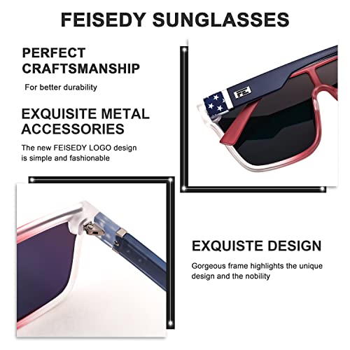 Image of FEISEDY Sunglasses for Women Men, Fashion Mirrored Single Lens Shades | 80s Rave Neon Oversized Sun Glasses, Driving Beach UV400 Sunnies B2996