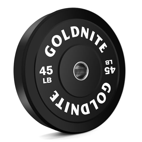 GOLDNITE Placas de peso 45LBX1 de goma para parachoques olímpico con inserto de acero para entrenamiento de fuerza y levantamiento de pesas para el hogar, salas de pesas escolares y gimnasios de club