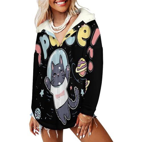 Manteaux à capuche femmes chat mignon veste polaire doublée sherpa hiver