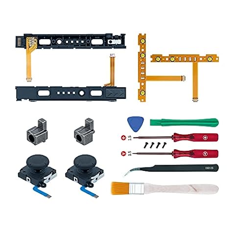 Mcbazel 18 w 1 przełącznik NS Joy-Con wymienny zestaw naprawczy z akcesoriami do śrubokrętów, analogowe joysticki 3D lewy prawy przycisk SL/SR synchronizacja zestawu kabli elastycznych