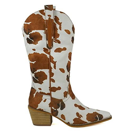 ARiderGirl Hanan Women Mid Calf Western Stacked Heel Snipped Toe Western Boots2