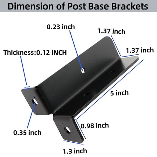 8pcs Adjustable Deck Post Base Brackets Fit 1.5x1.5,2x2,2x4,4x4 Post, Thick Solid Steel Black Post Anchor Base Bracket for Deck Railing Mailbox,Heavy Duty Reversible Wood Fence Post Base Brackets kit
